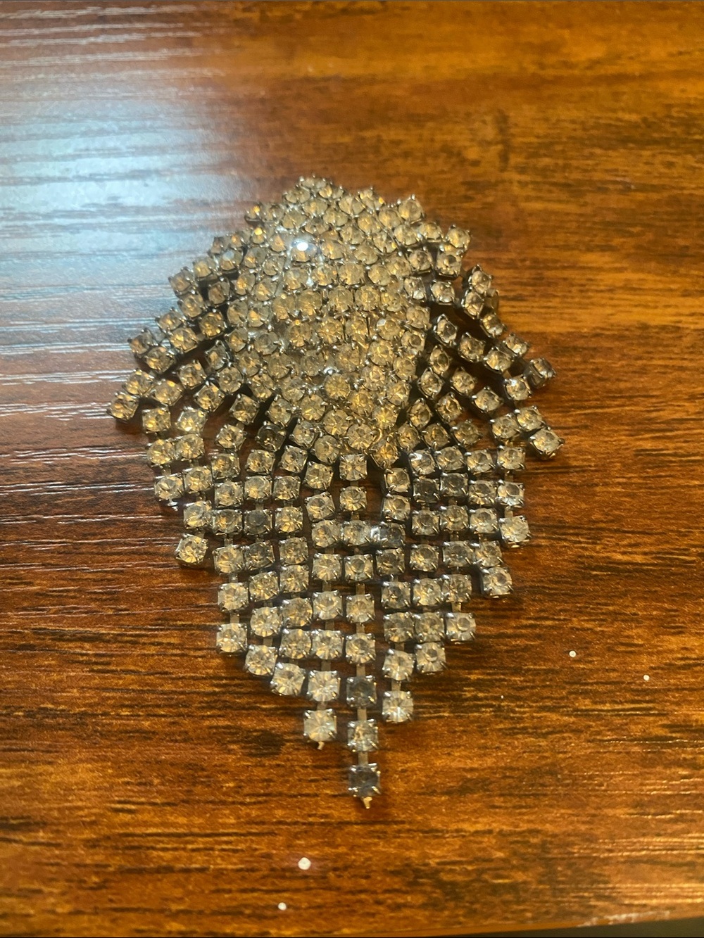 Vintage Crystal Cascade Statement Brooch in Clear